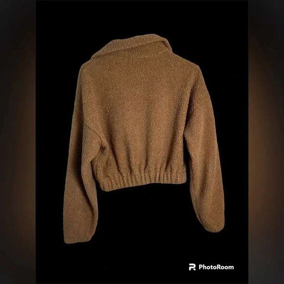 Zaful Sweatshirt Womens M Medium Brown Forever Young Cropped Long Sleeves - Picture 3 of 4